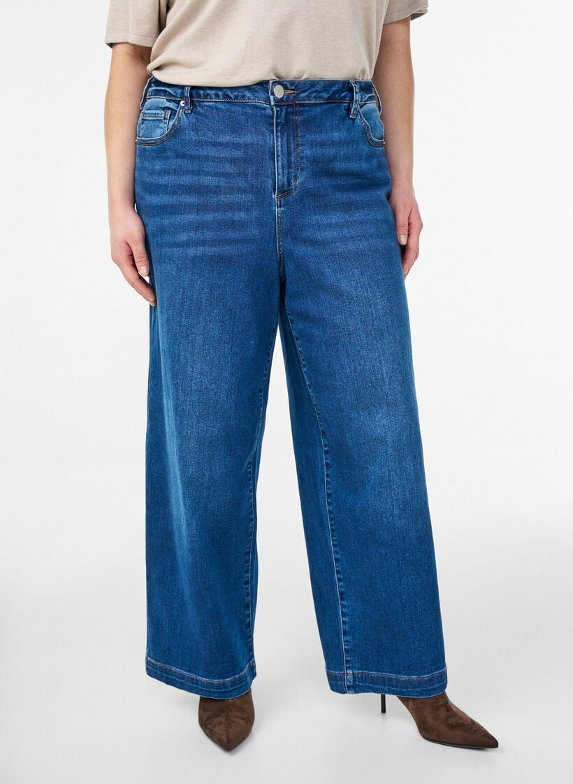 Kiana Jeans mit Straight Fit und hoher Taille, Blau, Model image number 2
