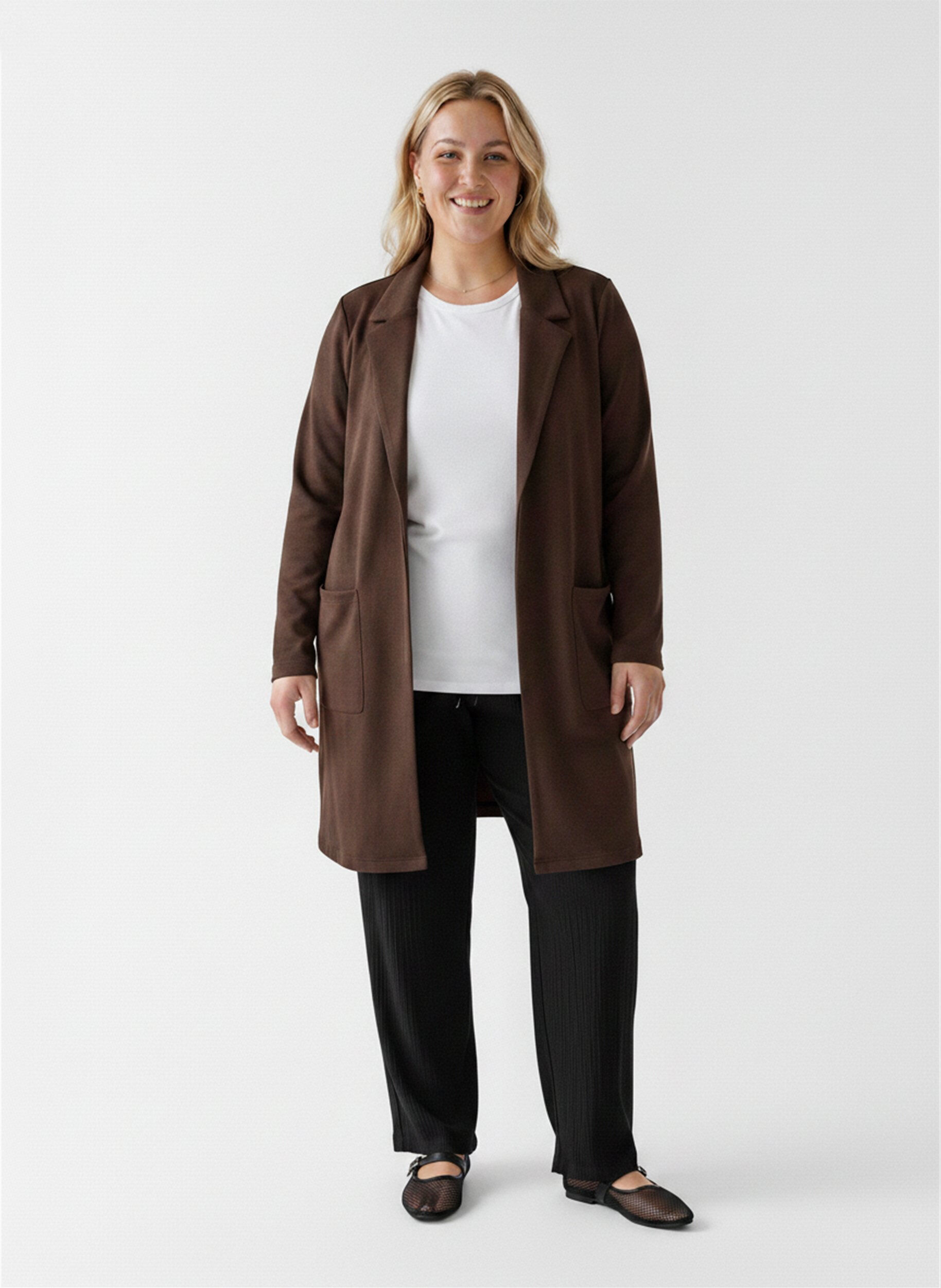 ZizziLange Blazer mit Taschen, Braun, Model image number 1