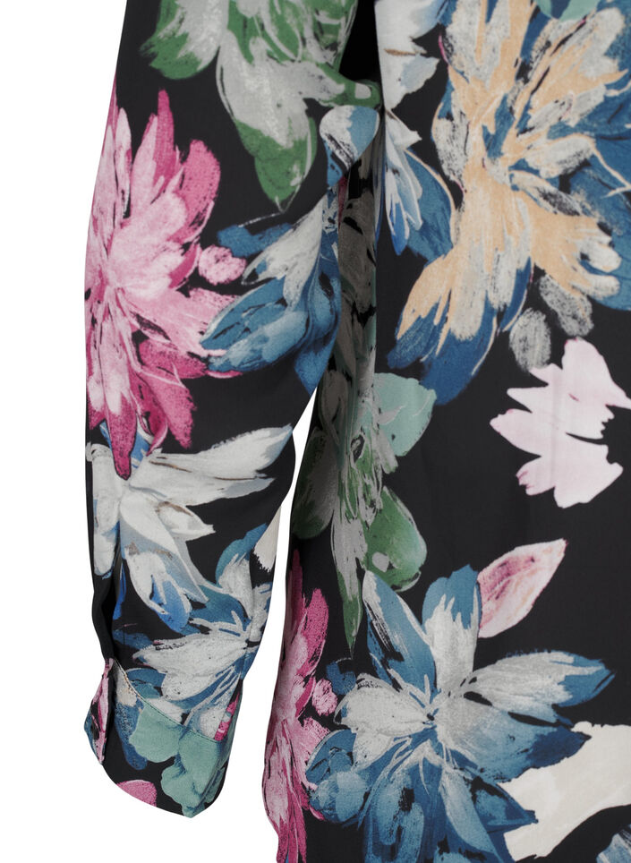 Langarmbluse mit Blumendruck, Rose Flower AOP, Packshot image number 3