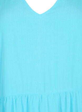 Einfarbige Tunika aus Viskose mit kurzen Ärmeln, Bachelor Button, Packshot image number 2