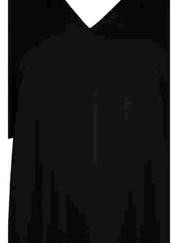 Kurzärmeliges Viskosekleid mit V-Ausschnitt, Black, Packshot image number 2