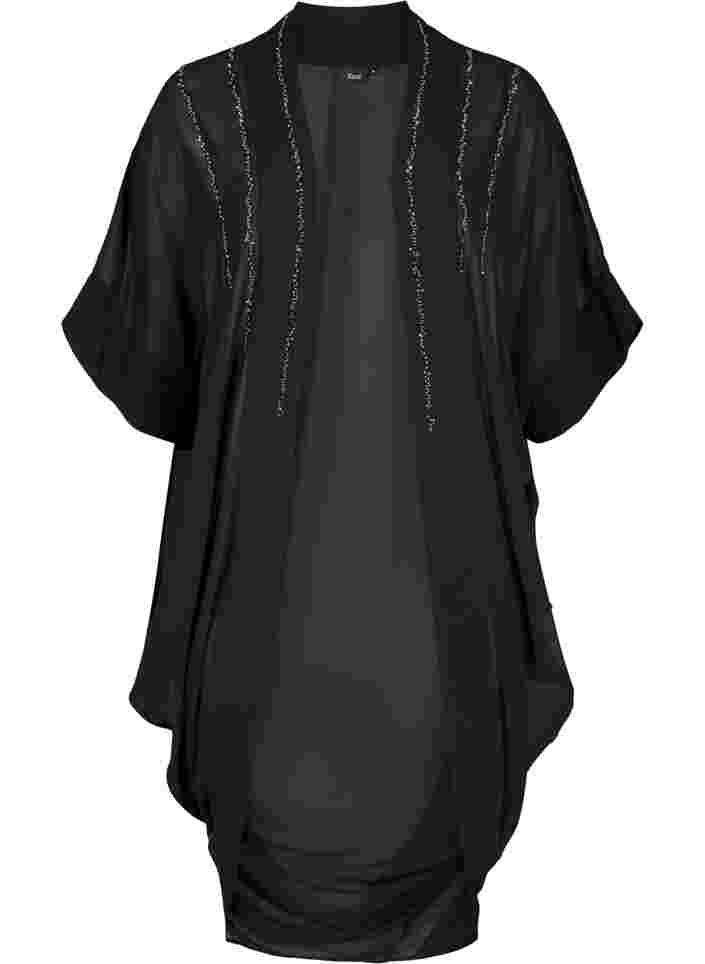 Kimono mit 3/4-Ärmeln und Perlen, Black, Packshot image number 0