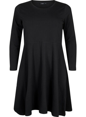Kleid aus Baumwolle mit 7/8 Ärmeln, Black, Packshot image number 0