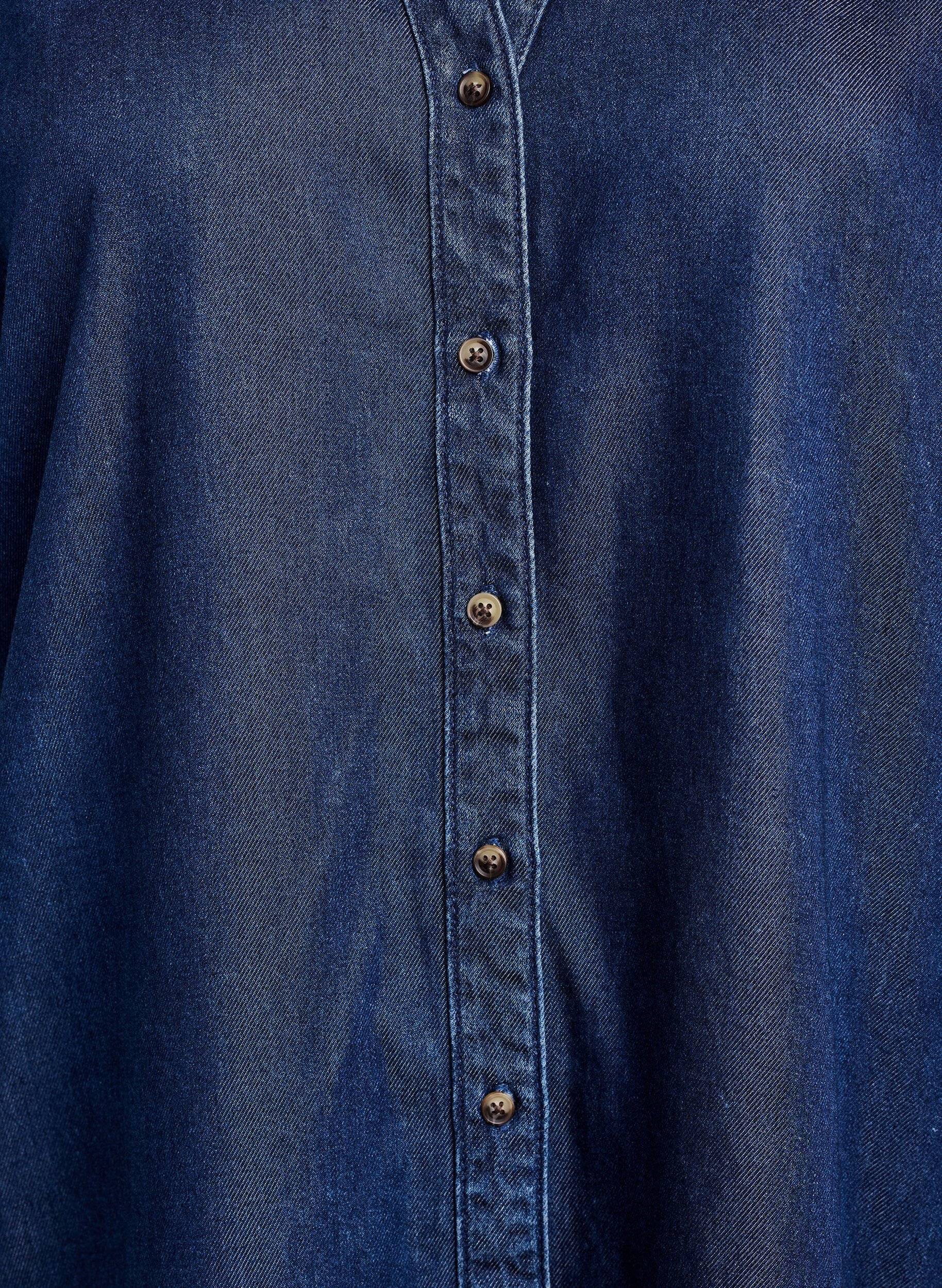 ZizziKleid in Denim-Optik mit Knopfleiste und R&uuml;schen&auml;rmeln, Blau, Packshot image number 2