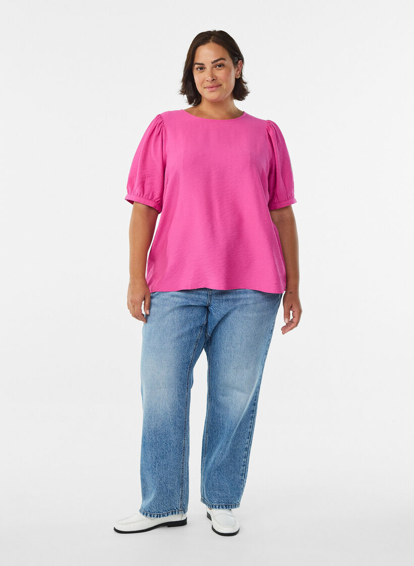 Bluse aus Viskose mit halben Ärmeln, Rot, Model image number 1