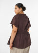 Baumwollbluse mit Bindeband und elastischer Taille, Braun, Model image number 2