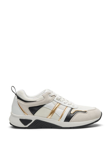Sneakers mit breiter Passform, White/Gold, Packshot image number 0