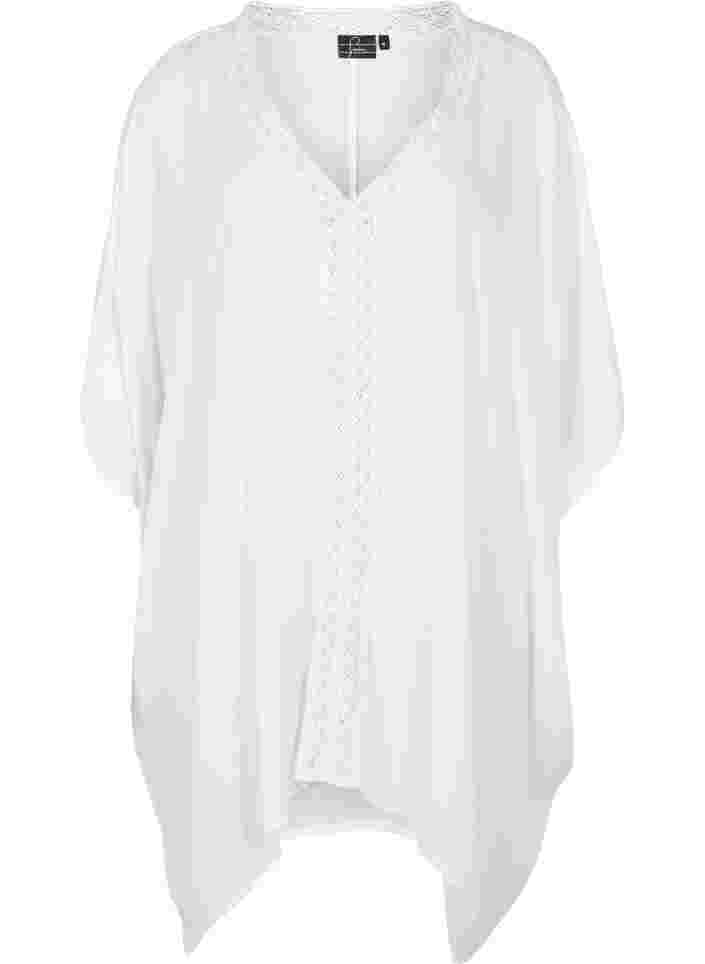Strandkleid aus Viskose mit Spitzendetails, Bright White, Packshot image number 0