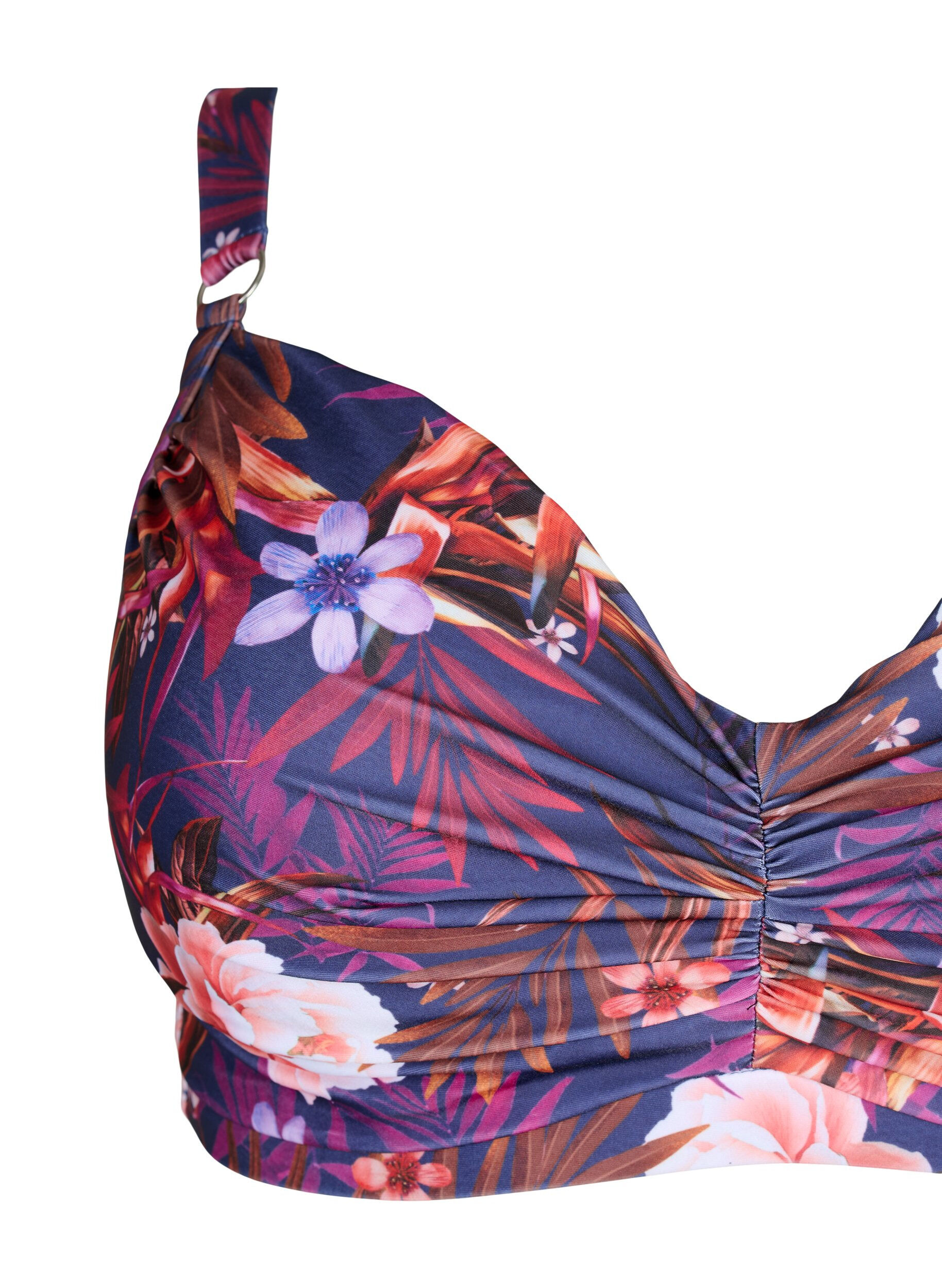 Zizzi Bedruckter Bikini BH mit B&uuml;gel, Purple Flower, Packshot image number 2