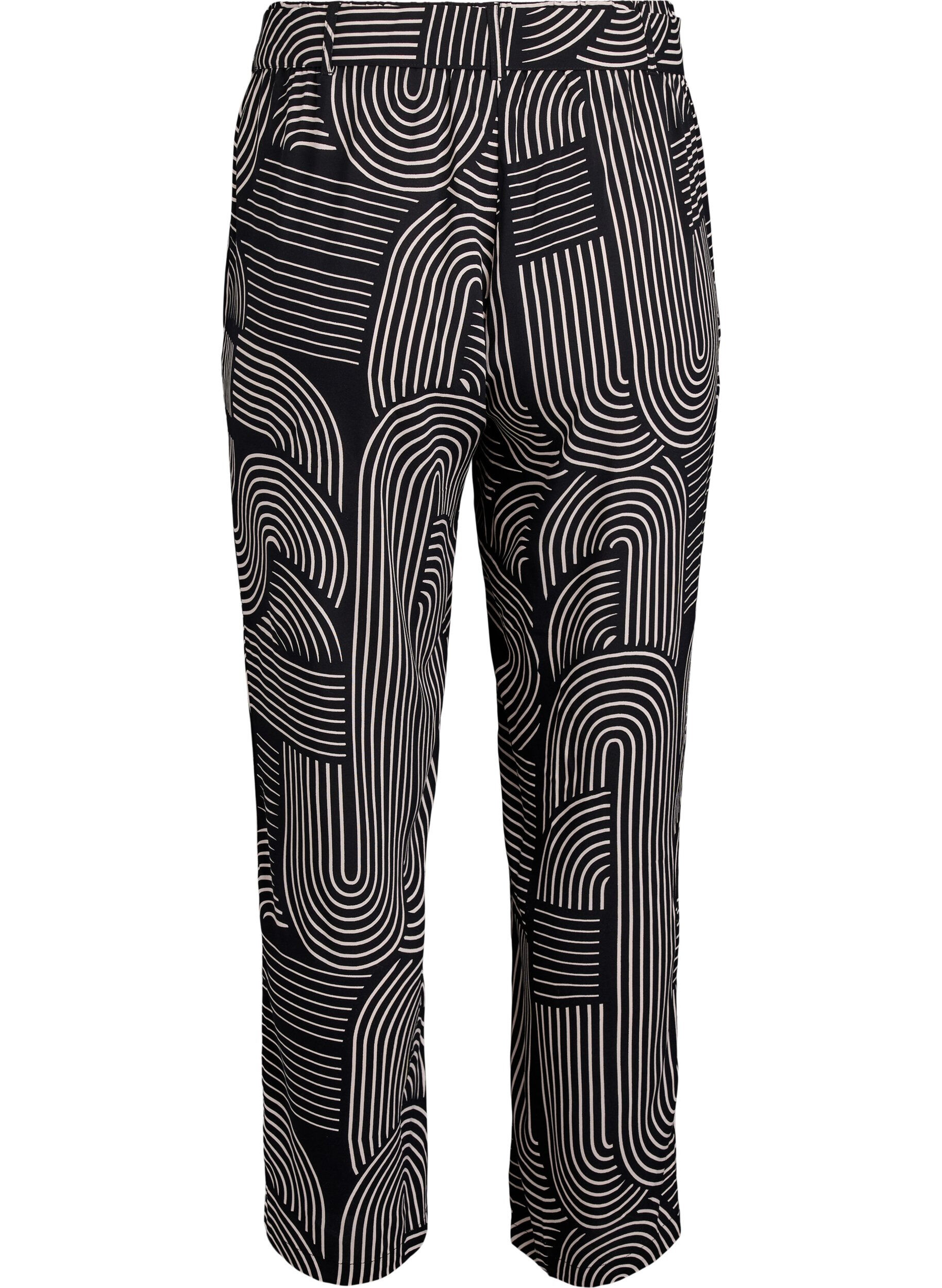 Zizzi Hose mit hohem Bund aus Viskose, Schwarz, Packshot image number 1