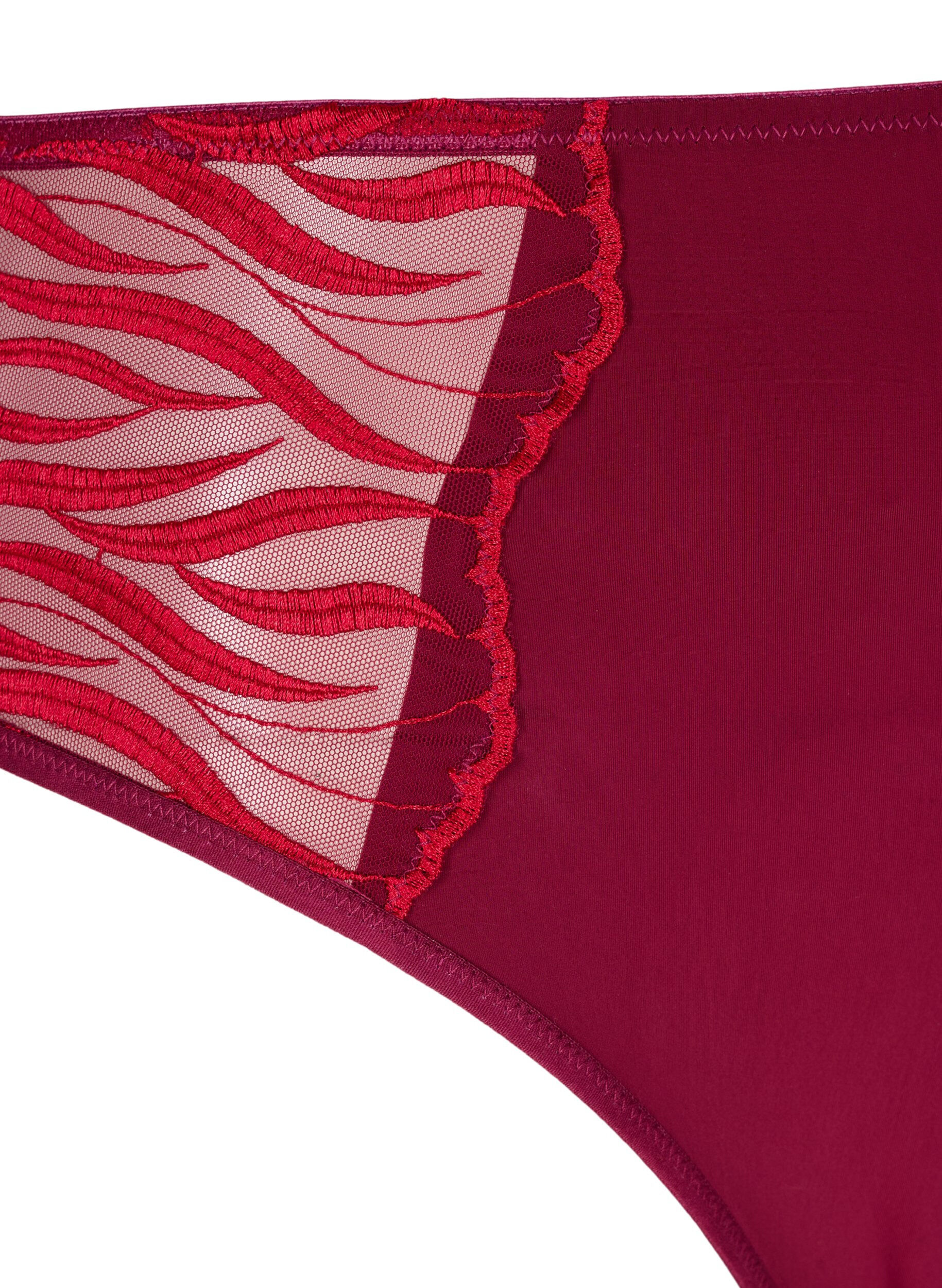 Zizzi Tai Slip mit Stickerei und regul&auml;rer Taille, Rot, Packshot image number 2