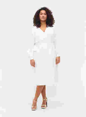 Wickelkleid mit langen Ärmeln, Bright White, Model image number 0