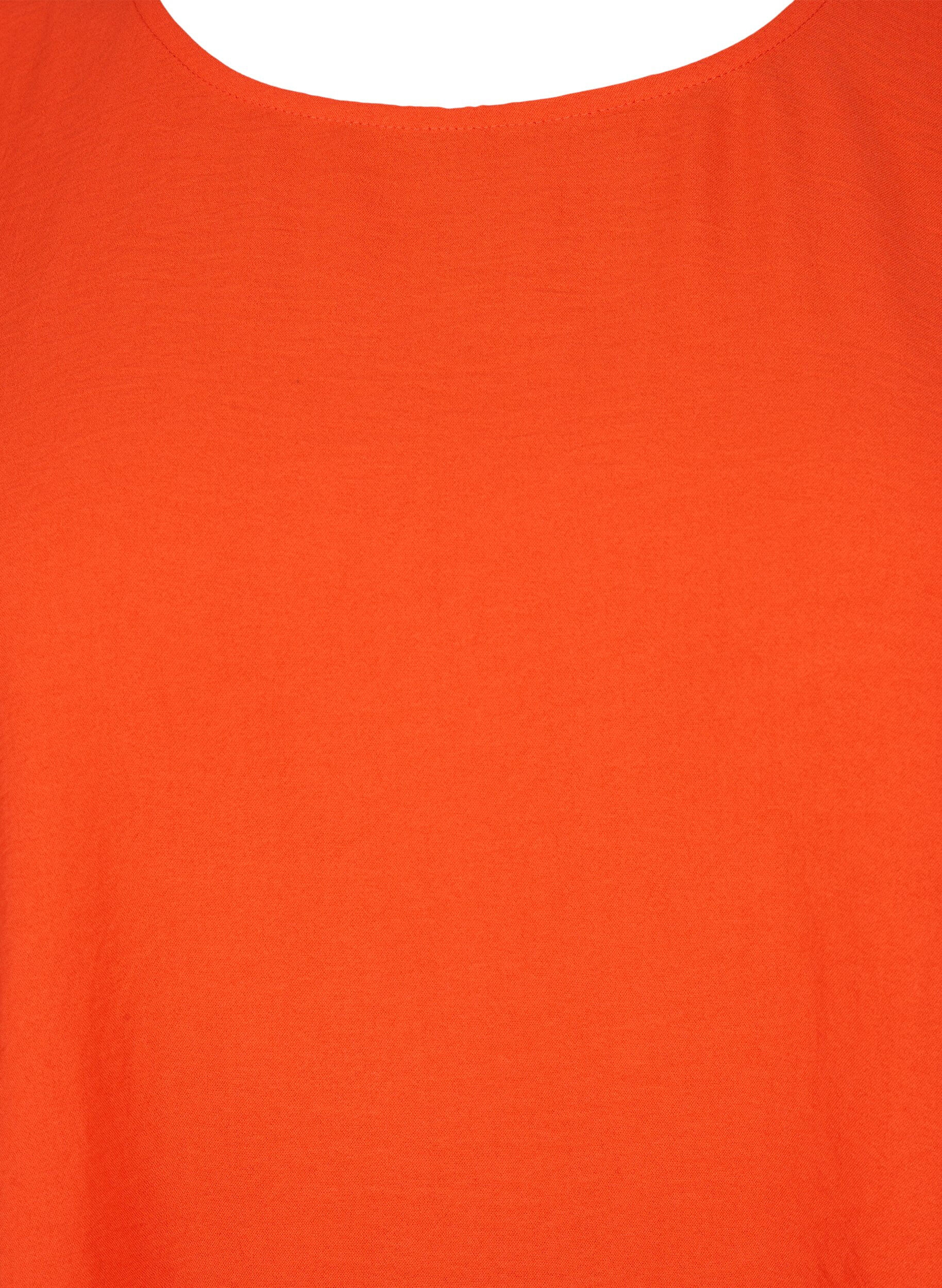 Zizzi Kurz&auml;rmelige Bluse mit Falten, Orange.com, Packshot image number 2