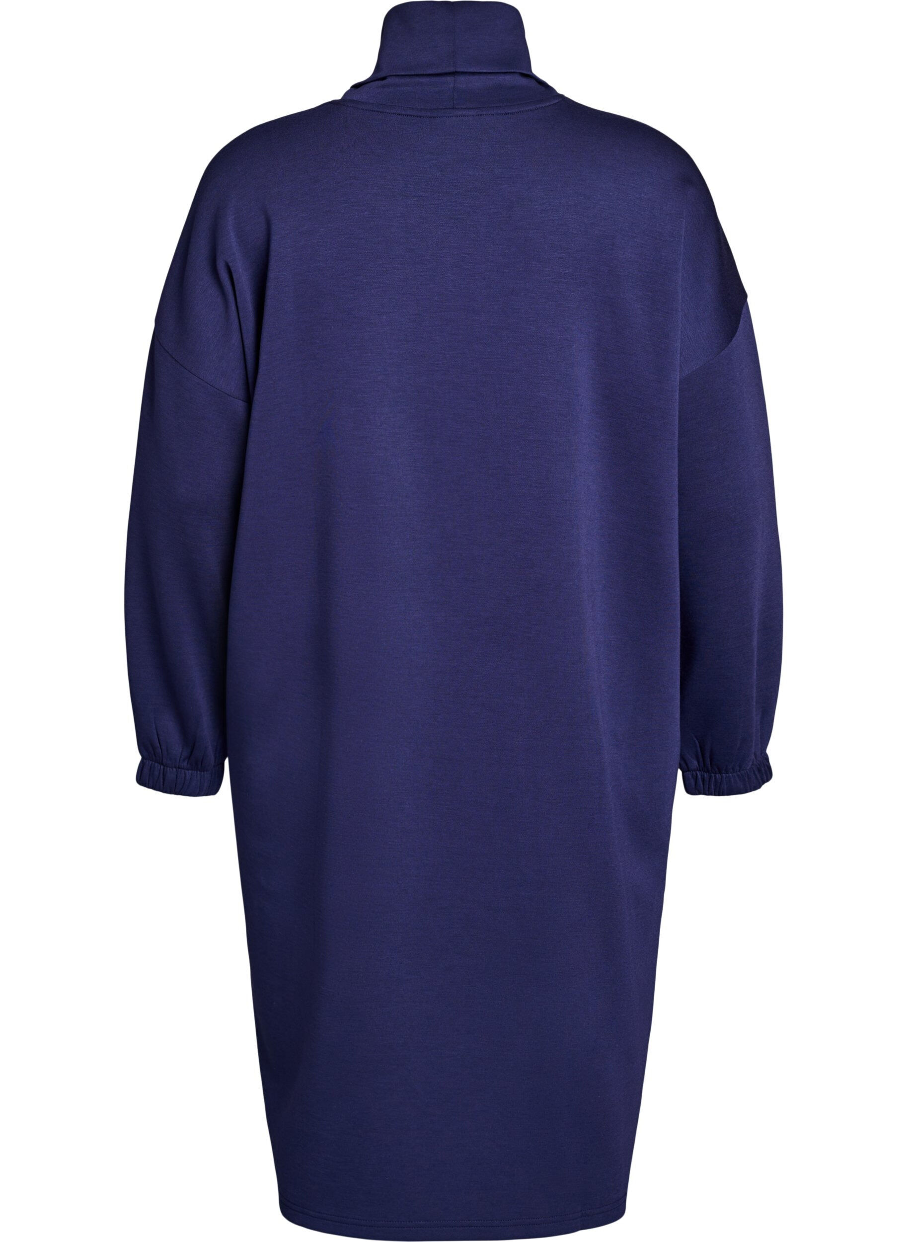 Zizzi Rollkragenkleid in A-Form, Blau, Packshot image number 1