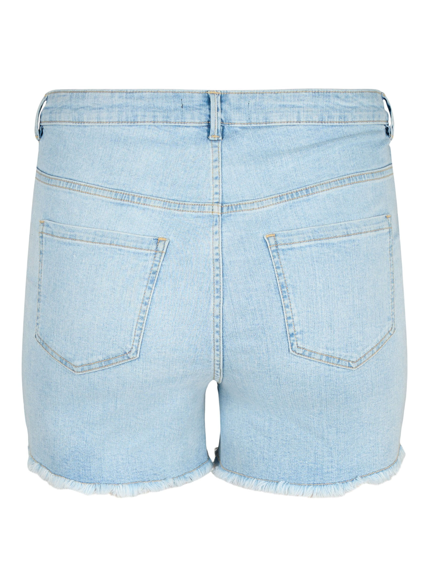 Zizzi Denim-Shorts mit Distressed-Effekt, Light Blue Denim, Packshot image number 1