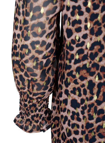 Leo-Bluse mit langen Ärmeln und V-Ausschnitt, Leopard AOP, Packshot image number 3