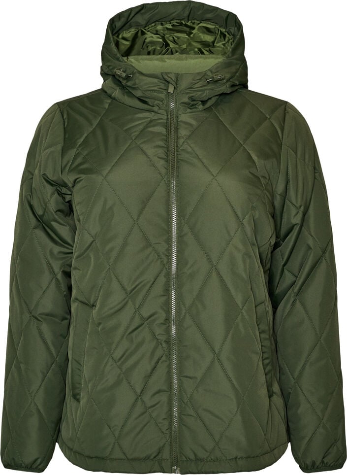 Leicht wattierte Jacke mit Rautensteppung, Gr&uuml;n, Packshot