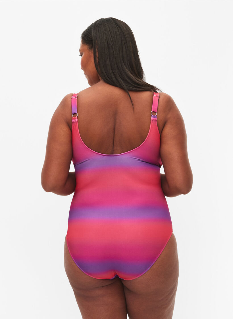 Bedruckter Badeanzug mit weicher Wattierung - Pink - Gr. 42-60 - Zizzi