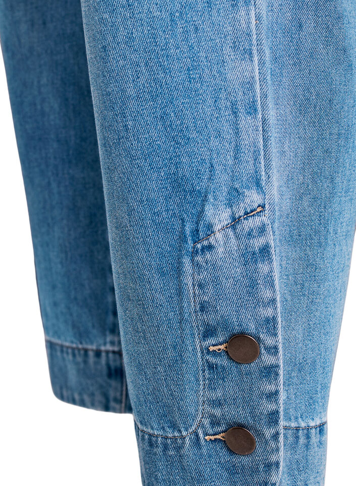 Kurze Kiana Jeans mit gerader Passform und Knopfdetails, Blau, Packshot image number 3