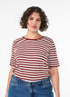 Gestreiftes T-Shirt mit gerippter Struktur, Rot, Model image number 0