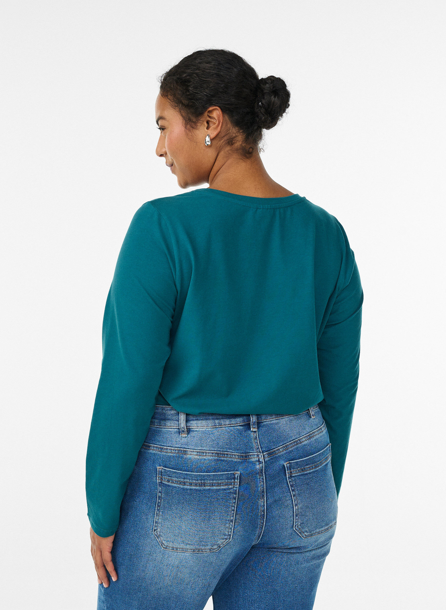 ZizziBasic Top aus Jersey mit langen &Auml;rmeln, Gr&uuml;n, Model image number 2