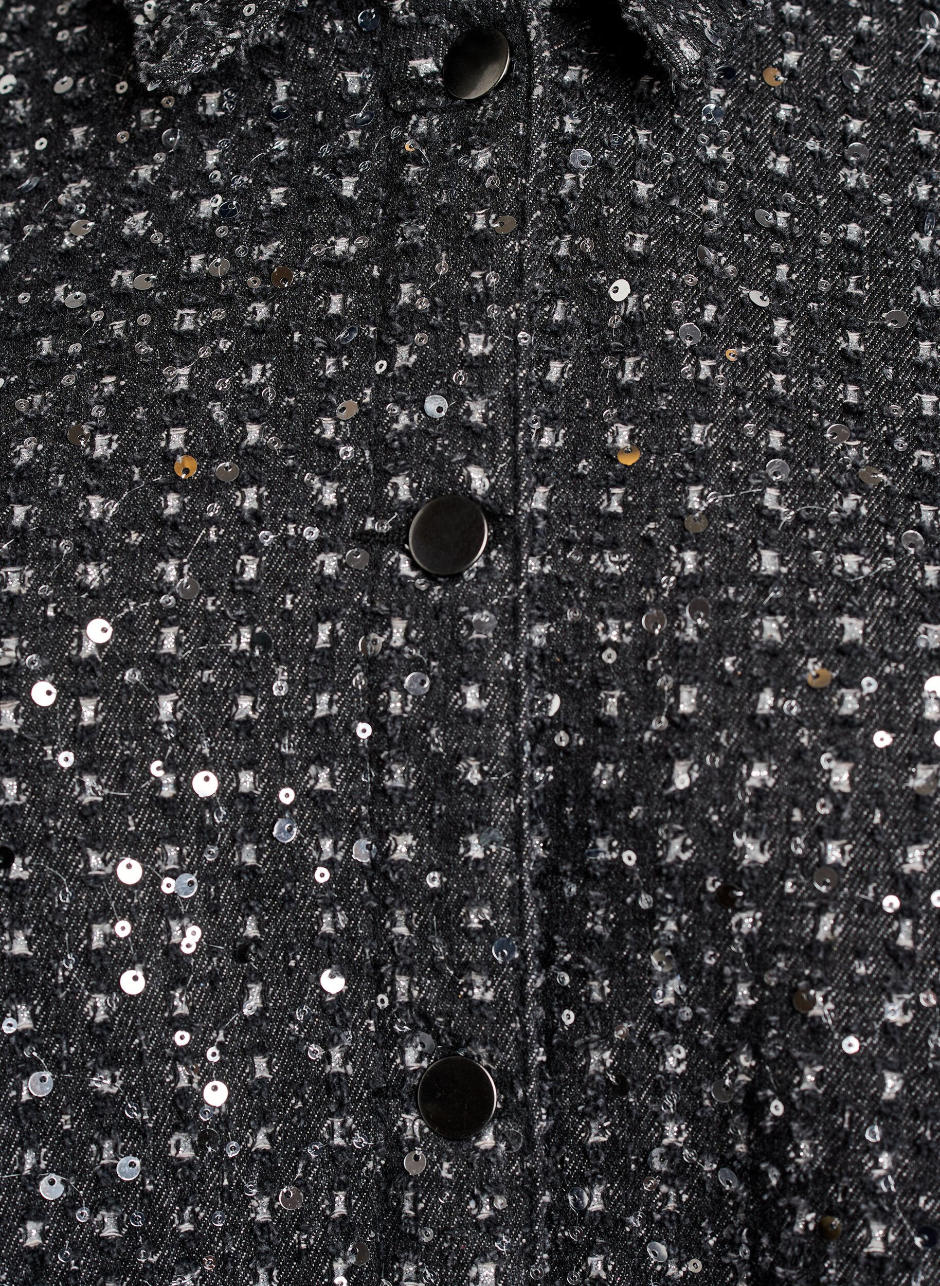 ZizziKleid aus Denim mit Pailletten und 3/4-&Auml;rmeln, Schwarz, Packshot image number 2