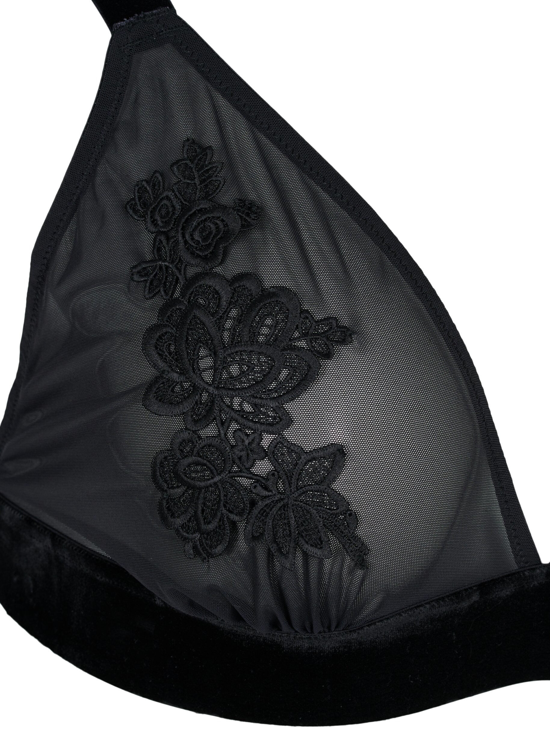 Zizzi Mesh-BH mit Velours und Spitze, Black, Packshot image number 2