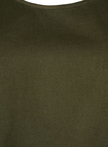 Kurzärmelige Bluse aus Baumwollmischung mit Leinen, Forest Night, Packshot image number 2