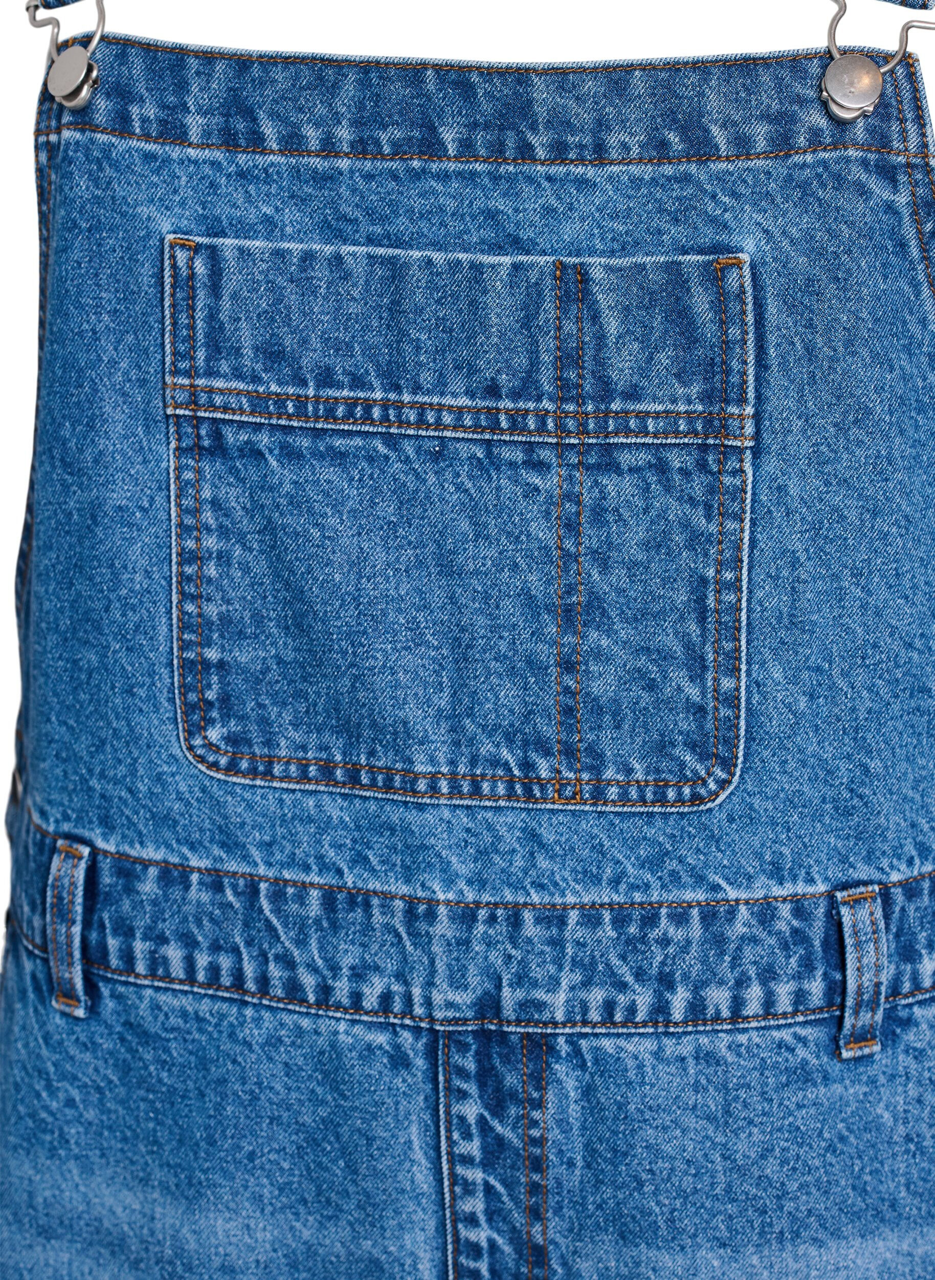 Zizzi Jeans-Latzhose mit weitem Bein, Blau, Packshot image number 2