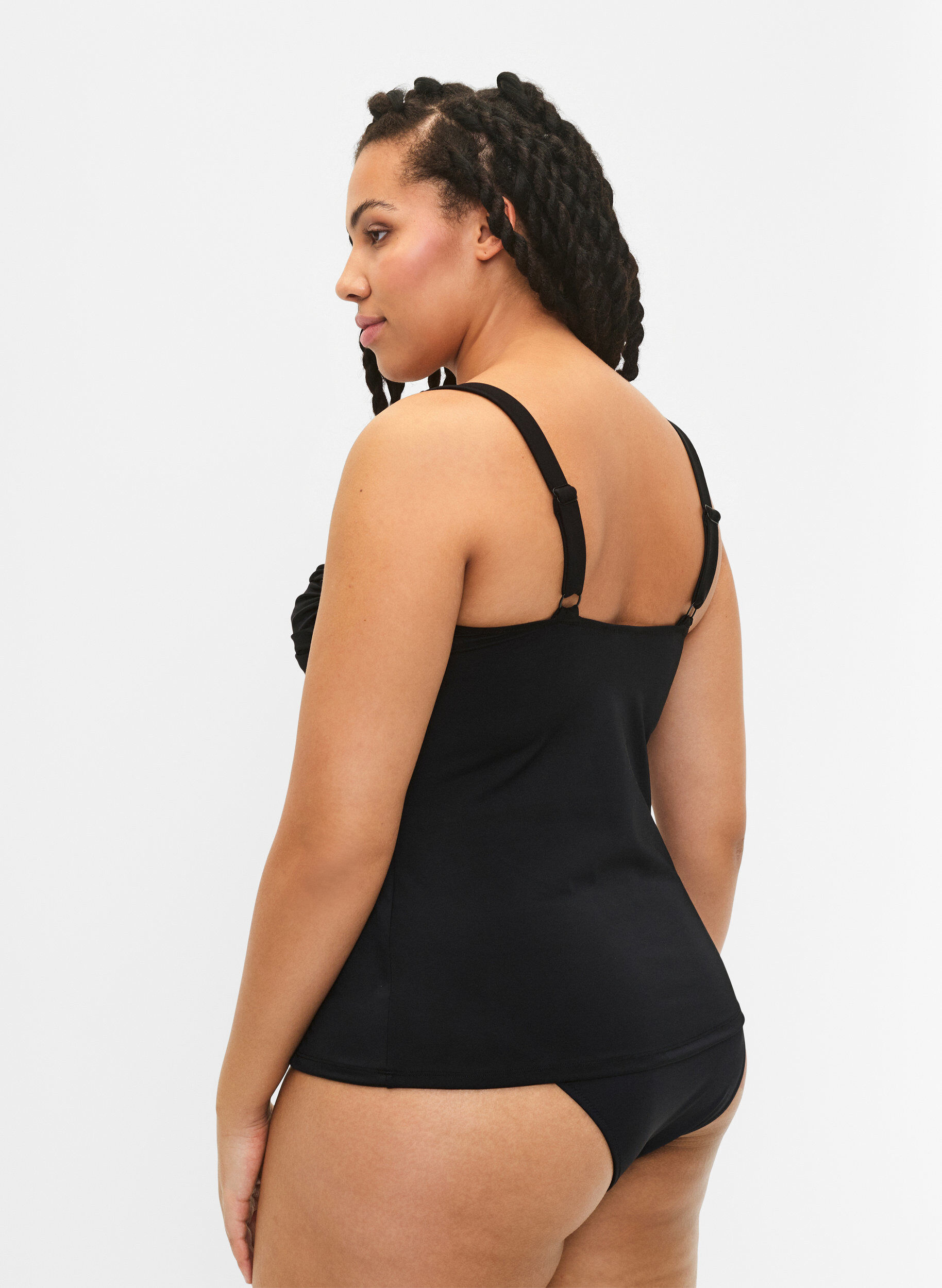 Zizzi Tankini mit Drapierung, Schwarz, Model image number 2