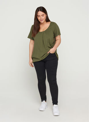 Kurzarm T-Shirt mit Rundhals und Spitze, Ivy Green, Model image number 2