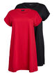 2er-Pack T-Shirt-Kleid mit kurzen &Auml;rmeln, Rot, Packshot image number 0