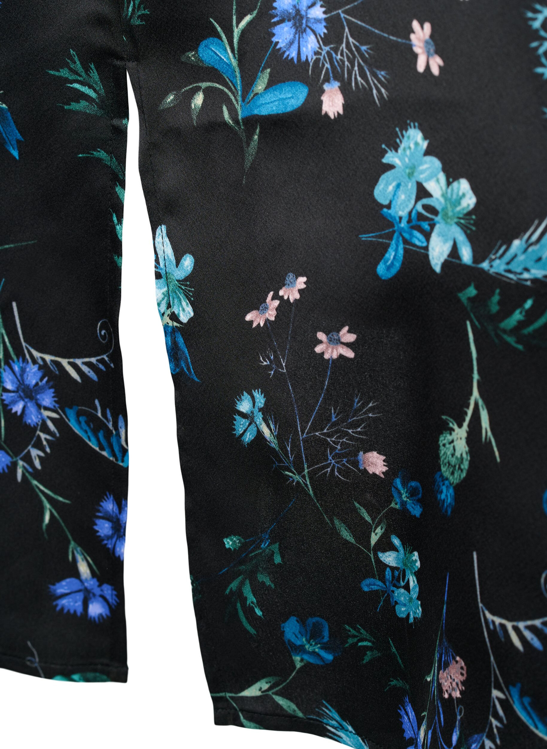 Zizzi Lang&auml;rmliges Midikleid mit Blumenmuster, Blue Flower AOP, Packshot image number 3