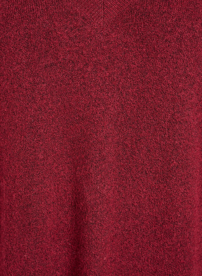 Lang&auml;rmeliges Strickkleid mit V-Ausschnitt, Rot, Packshot image number 2