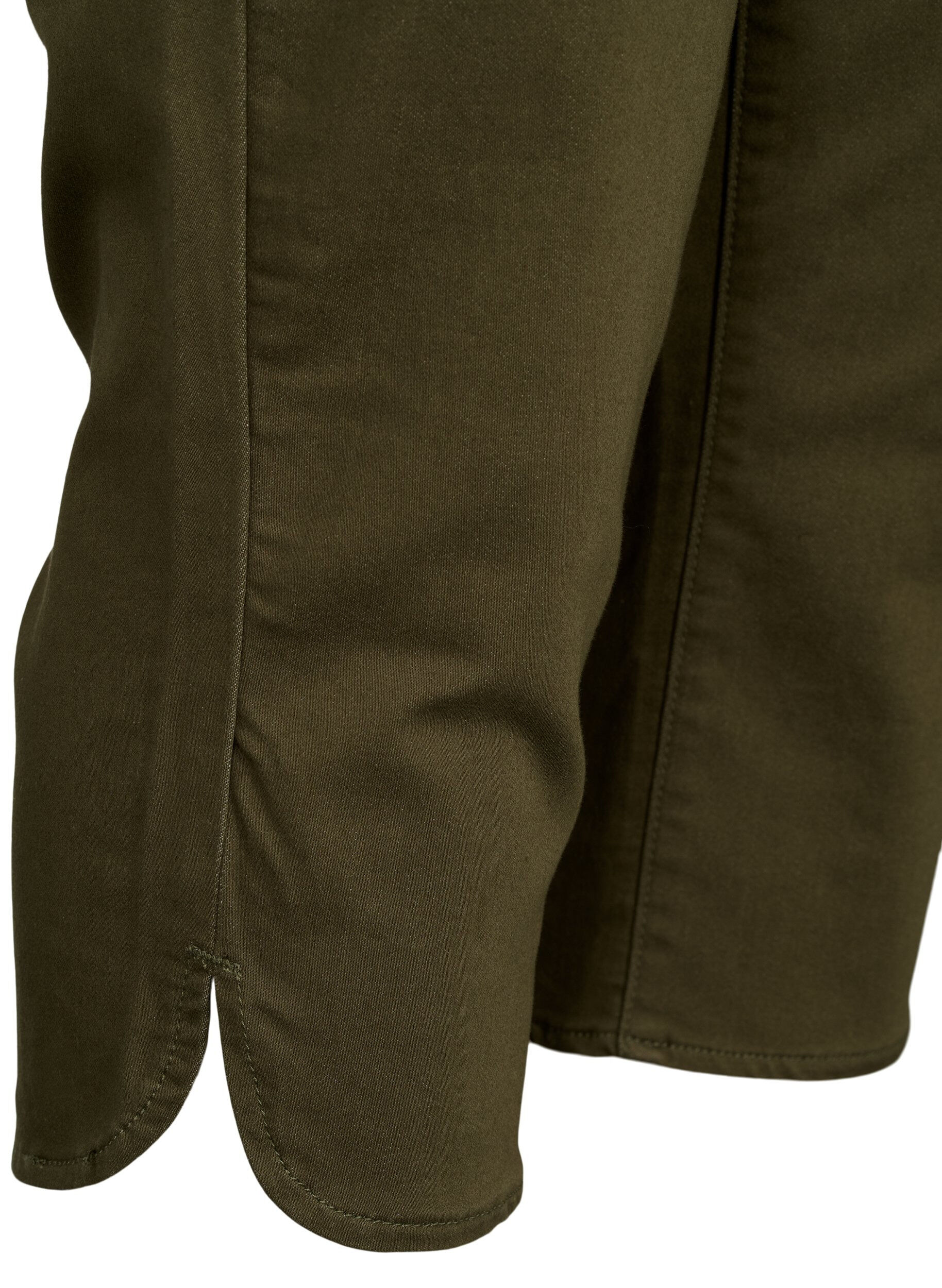 Zizzi Eng anliegende Caprihose aus einer Baumwollmischung, Ivy Green, Packshot image number 3