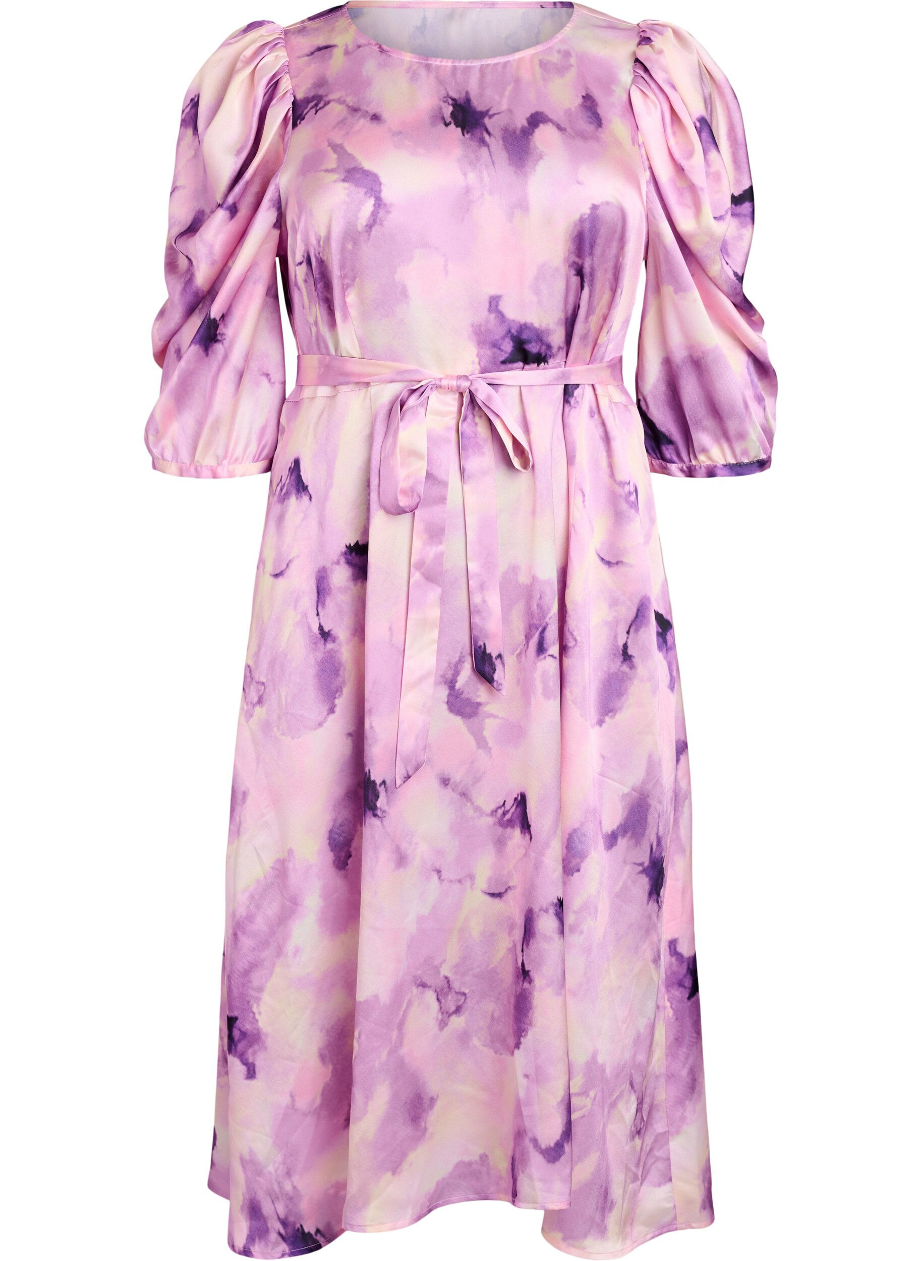 Partykleid mit kurzen &Auml;rmeln und Bindeg&uuml;rtel