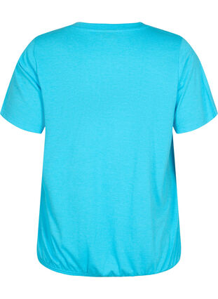 Meliertes T-Shirt mit elastischem Saum, Blue Atoll Mél, Packshot image number 1