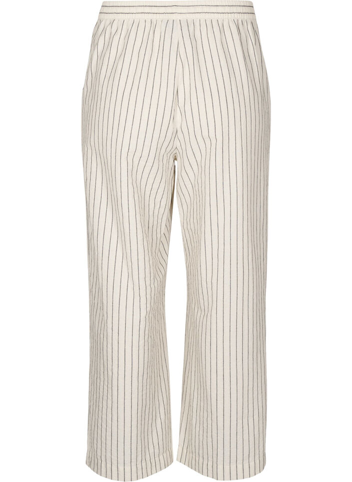 Lockere Hose mit hohem Bund und Taschen, Vanille, Packshot image number 1