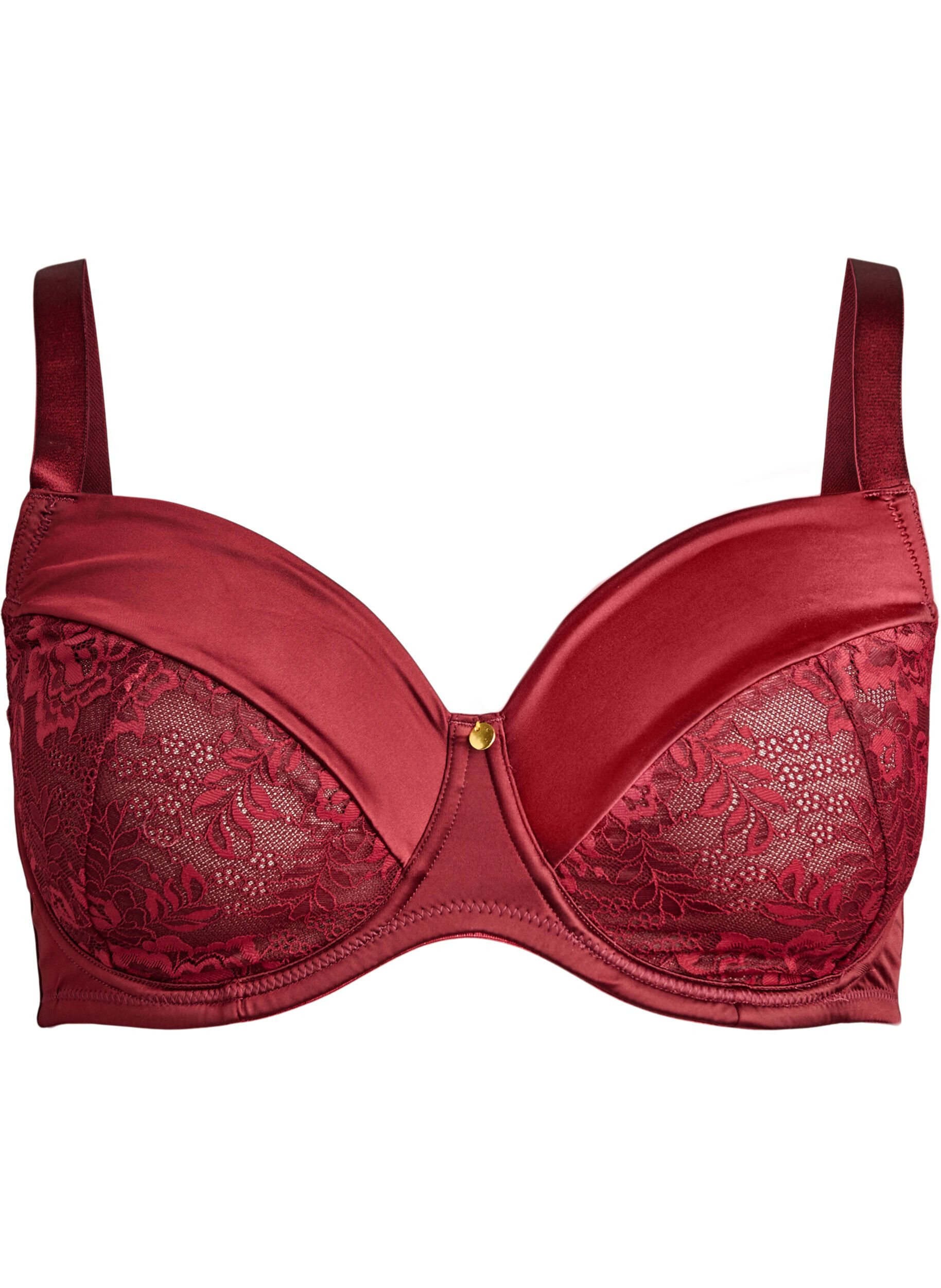 ZizziVollschalen-BH aus gl&auml;nzender Mikrofaser, Dunkles Bordeaux, Packshot image number 0