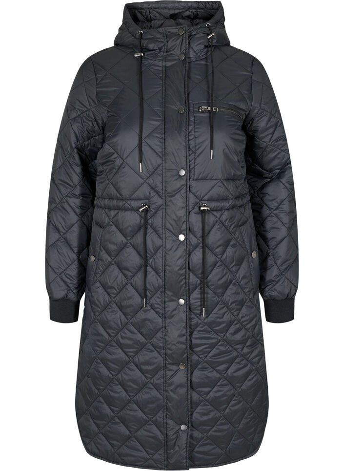 Leichte Steppjacke mit Kapuze, Black, Packshot image number 0