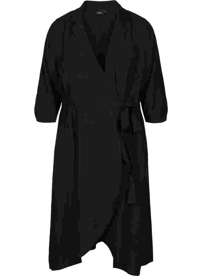 Wickelkleid aus Viskose mit 3/4 Ärmeln, Black, Packshot image number 0