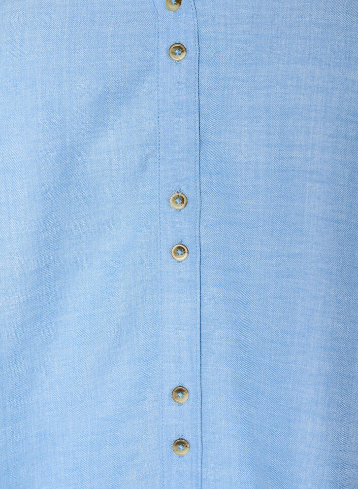 Hemdbluse mit V-Ausschnitt und kurzen &Auml;rmeln, Blau, Packshot image number 2