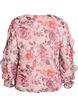 Gebl&uuml;mte Bluse mit V-Ausschnitt und R&uuml;schen&auml;rmeln, Rot, Packshot image number 1