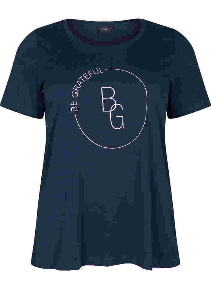 Kurzarm T-Shirt mit Print, Navy Blazer BG, Packshot image number 0