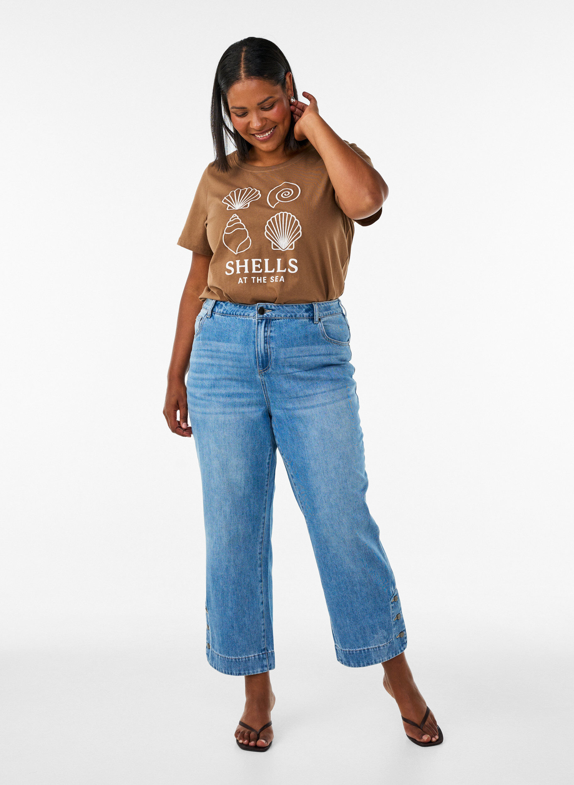 ZizziT-Shirt aus Baumwolle mit Print, Braun, Model image number 1