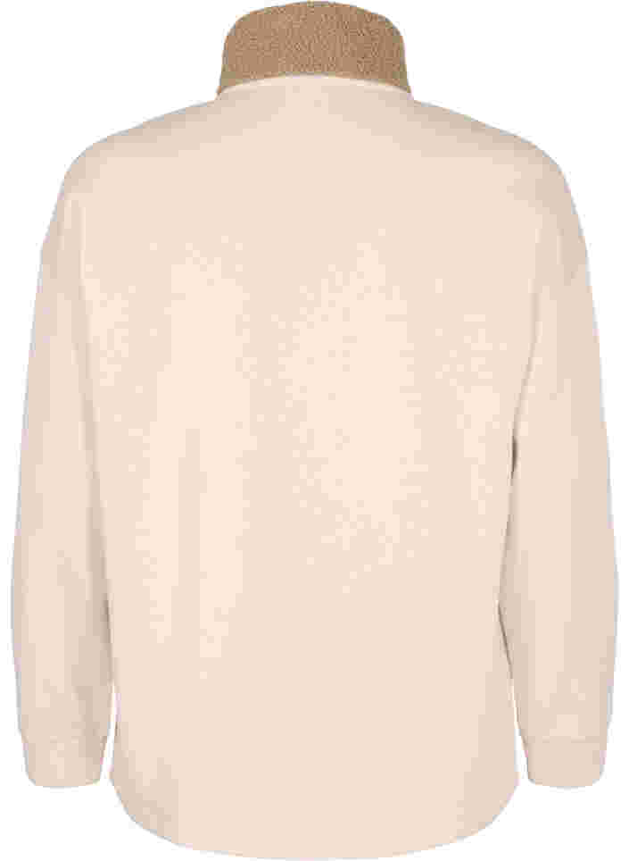 Hochgeschlossenes Sweatshirt mit Teddy und Reißverschluss, Brown Comb, Packshot image number 1
