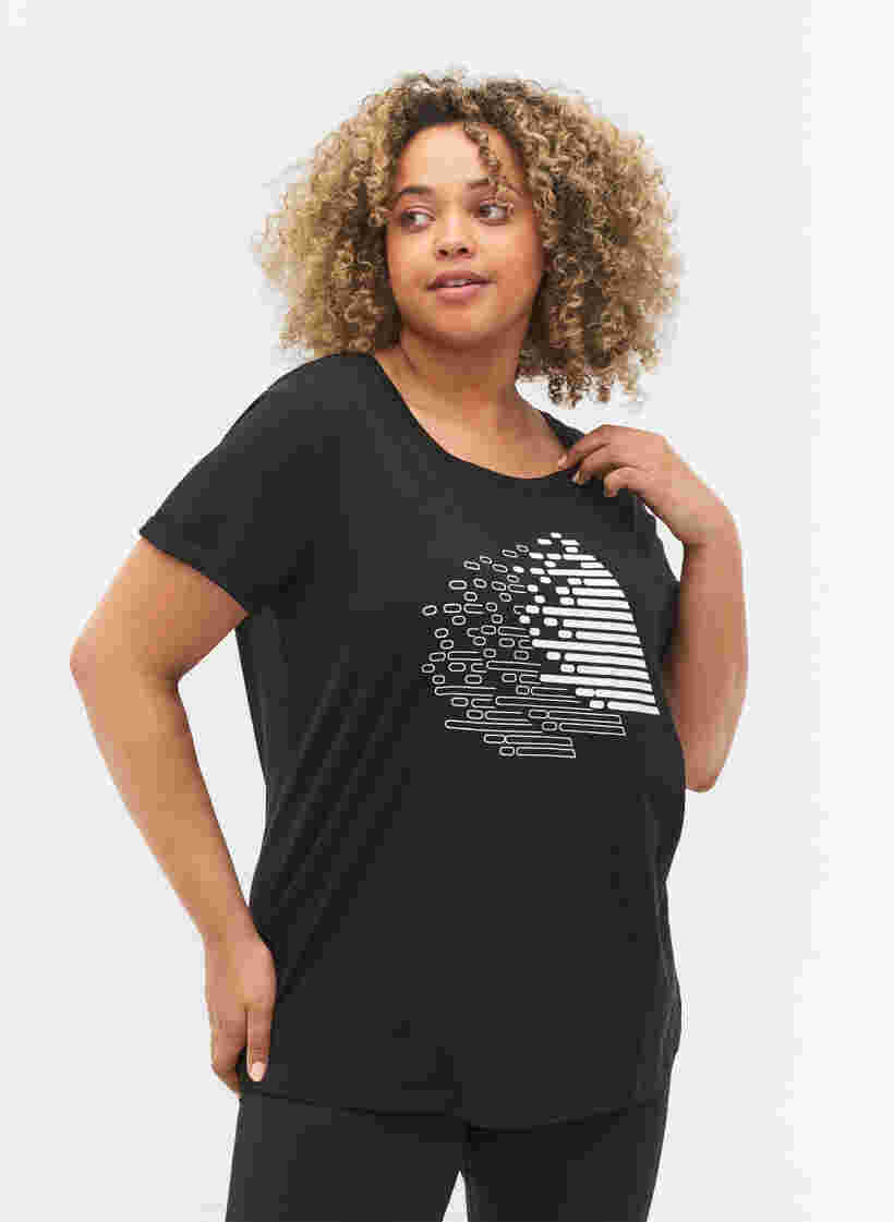 Trainings-T-Shirt mit Print, Black w. White, Model image number 0