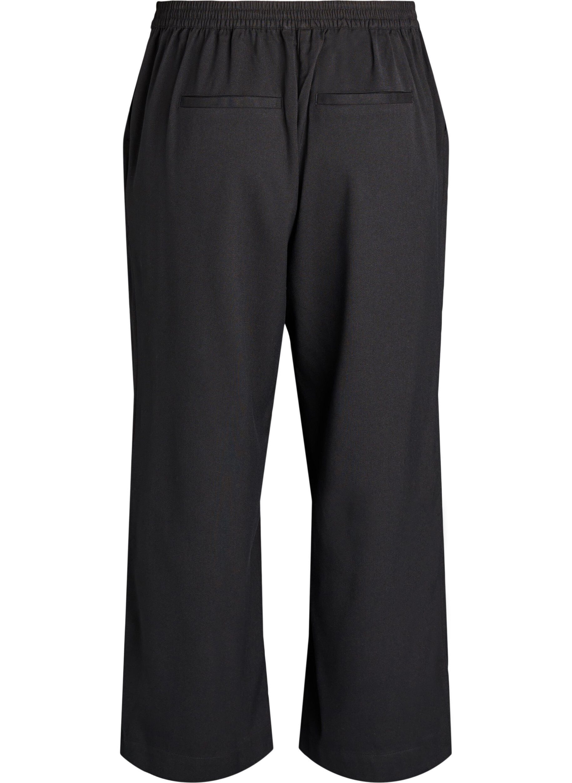Zizzi Weite Hose mit hoher Taille, Schwarz, Packshot image number 1