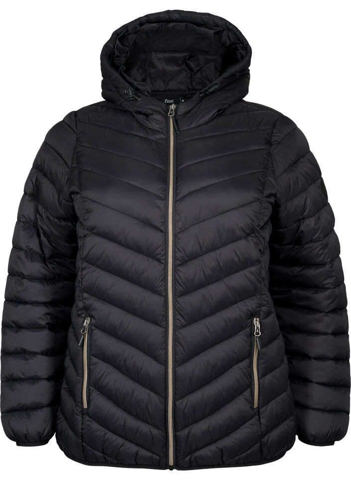 Leichte Steppjacke mit Kapuze, Schwarz, Packshot image number 0