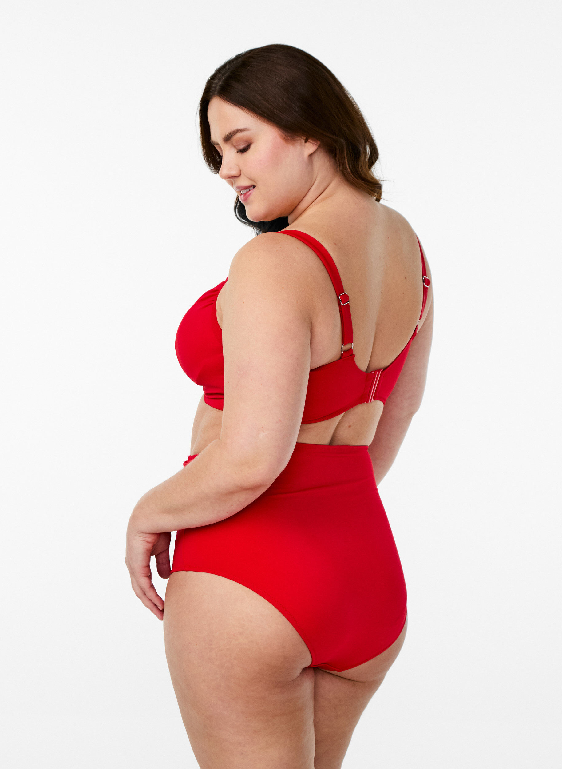 Zizzi Bikini-Unterteile mit hoher Taille, Rot, Model image number 1